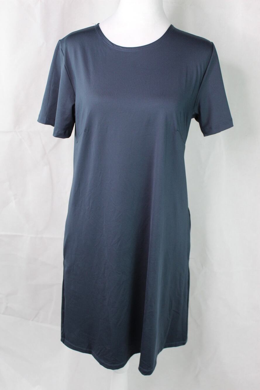 Origamei Foldwear Momo shirt dress navy blue packable minimalist travel Medium